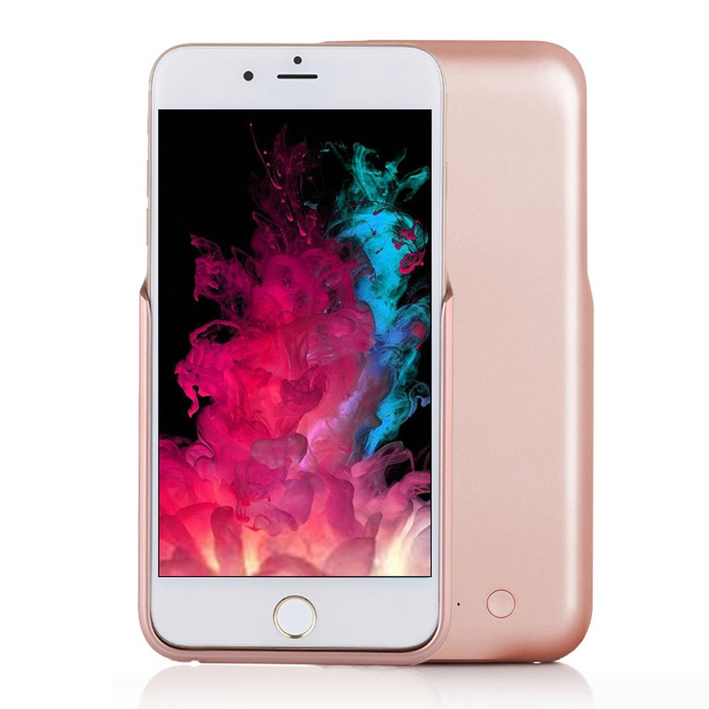Wholesale iPhone 8 7 6s 6 Dual Portable Power Charging Cover 5000 mAh Rose Gold
